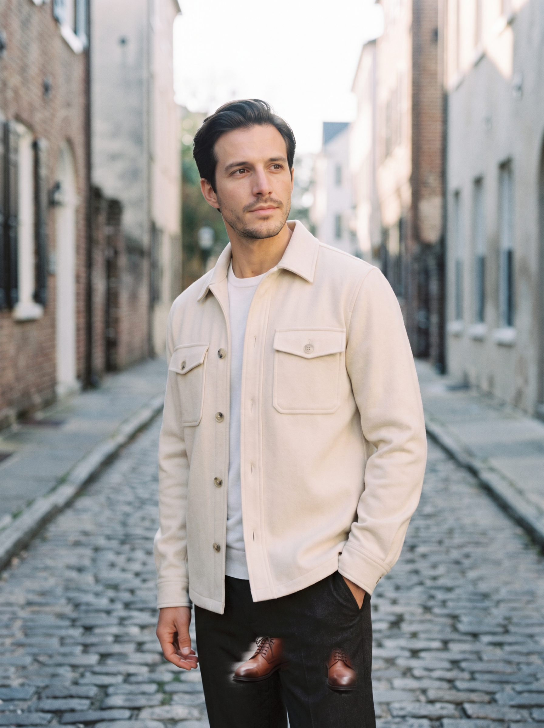 Alder Wool Overshirt - ecru