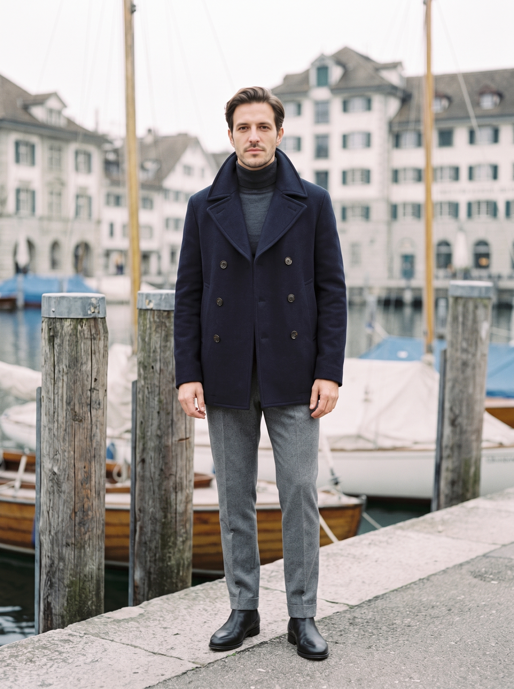Marsden Wool Peacoat - front