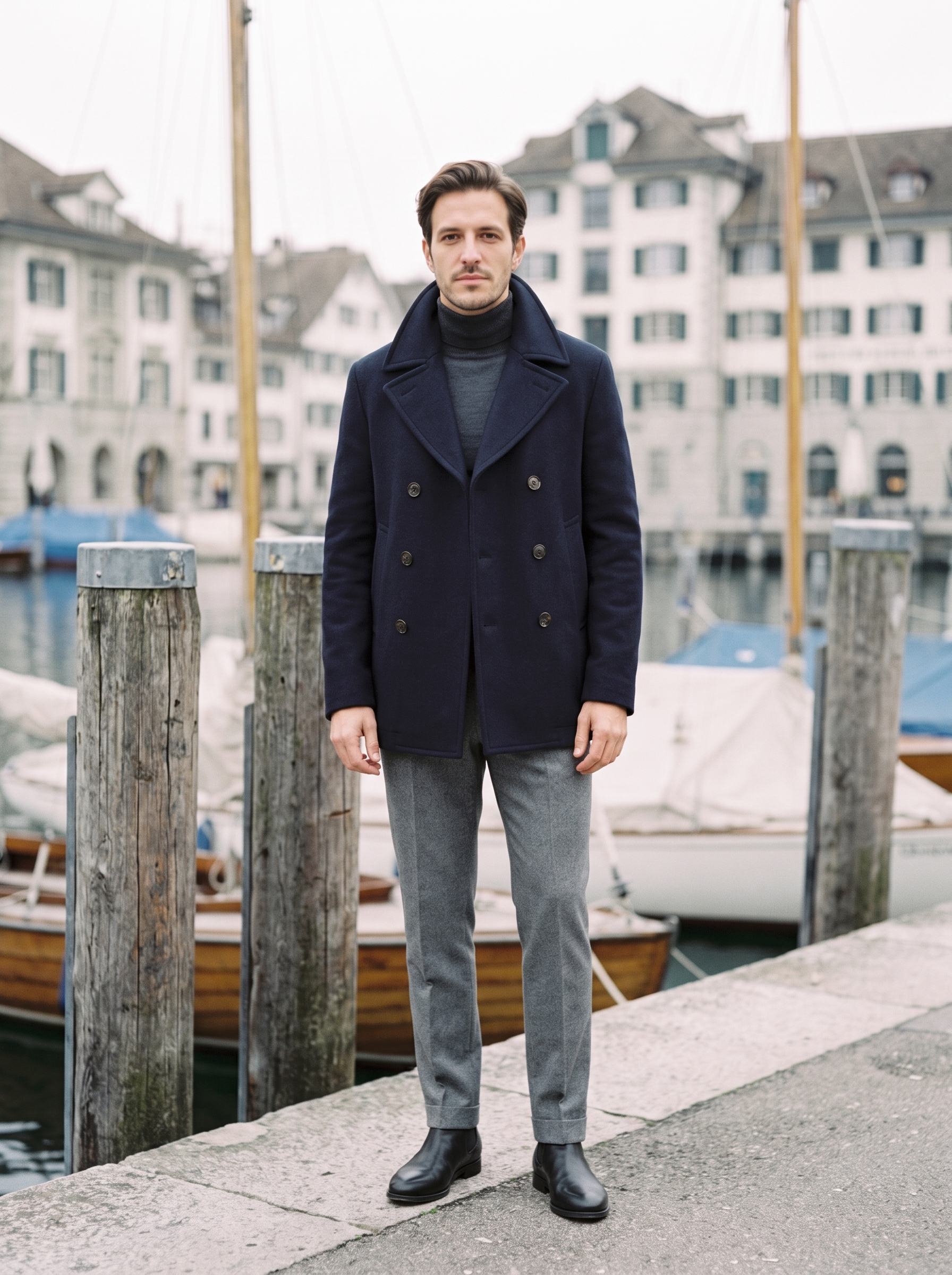 Marsden Wool Peacoat - front