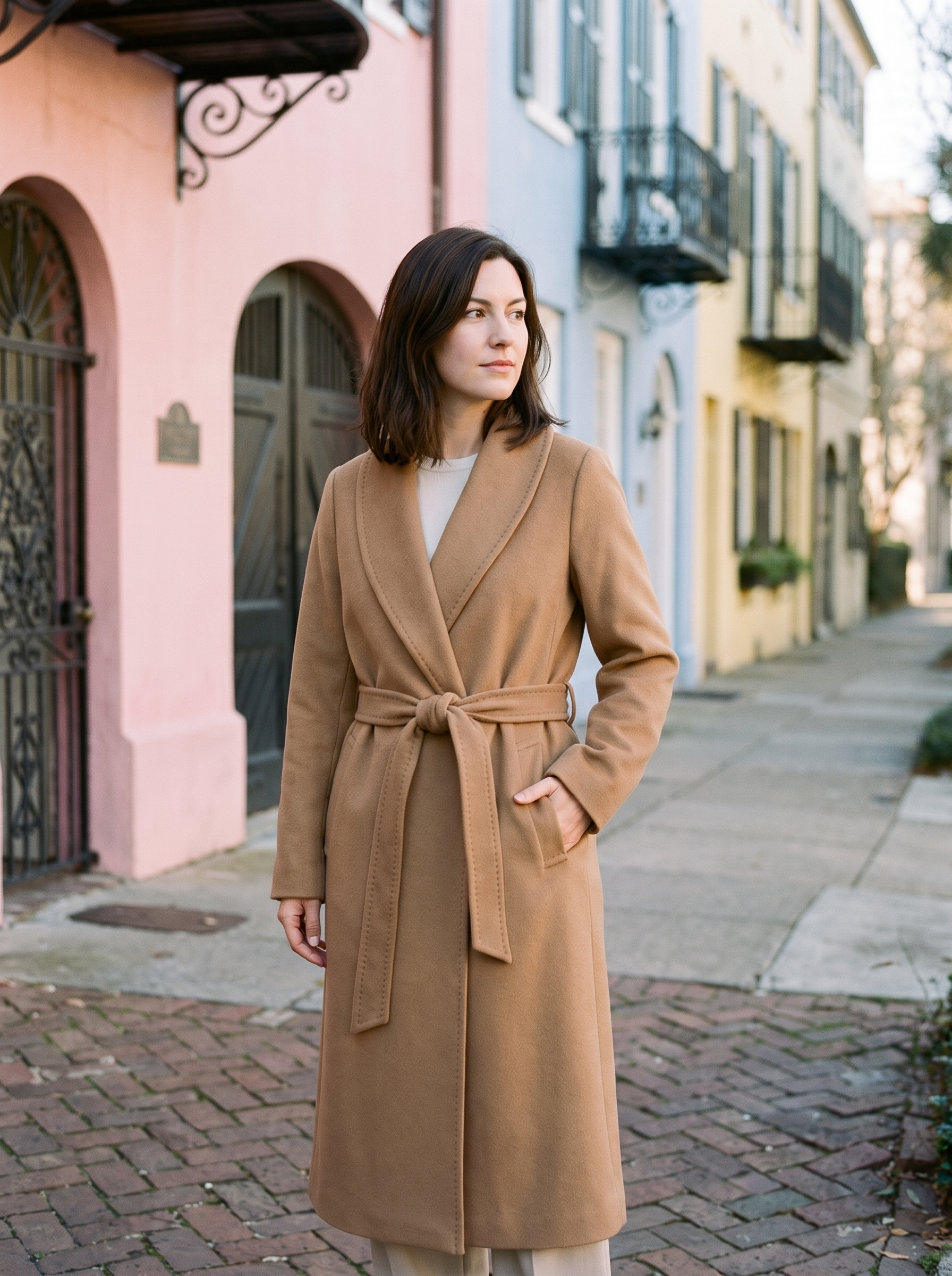 Beatrix Shawl Wrap Coat - camel