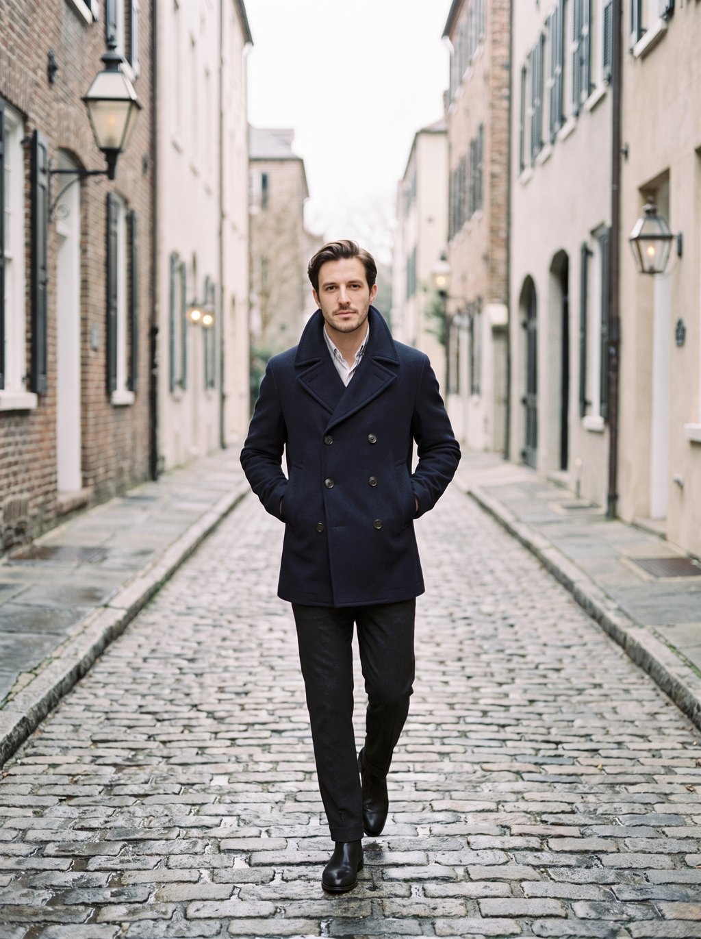 Marsden Wool Peacoat - street