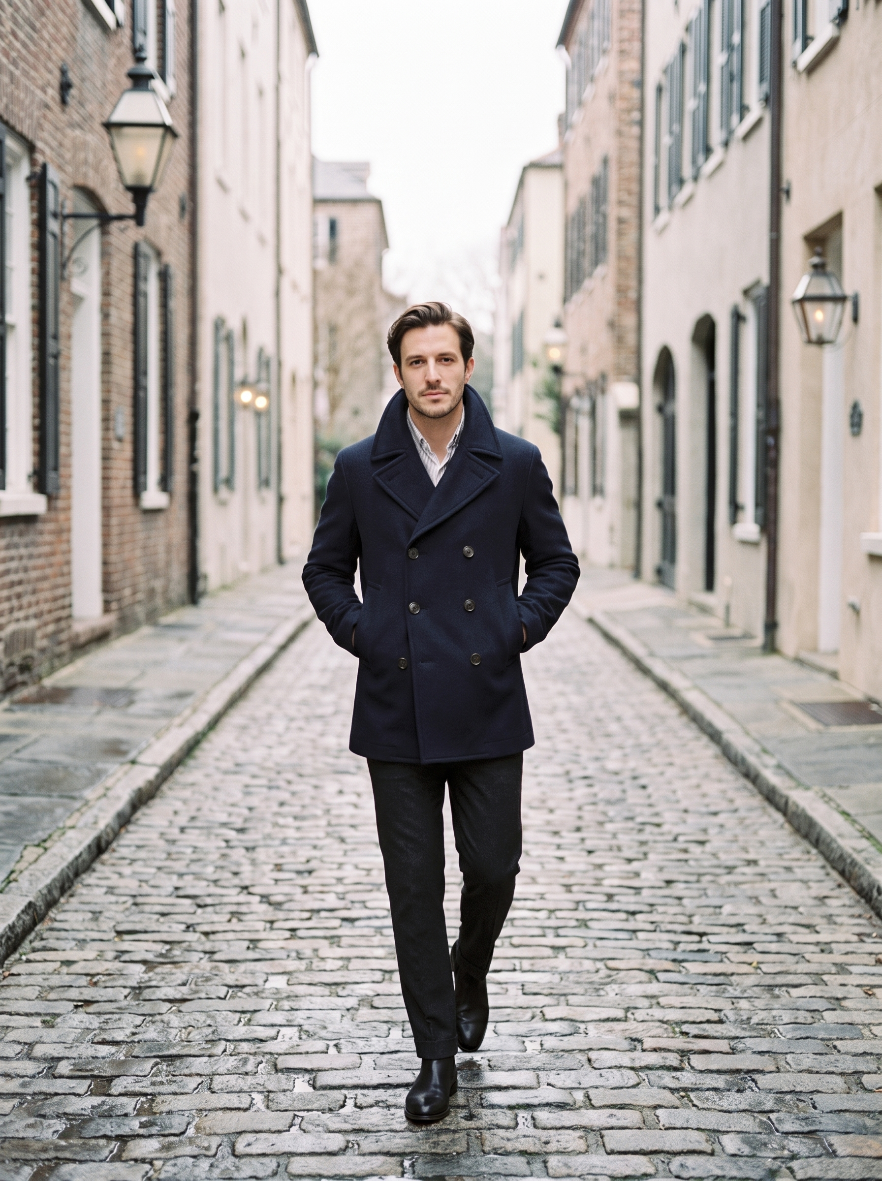 Marsden Wool Peacoat - street