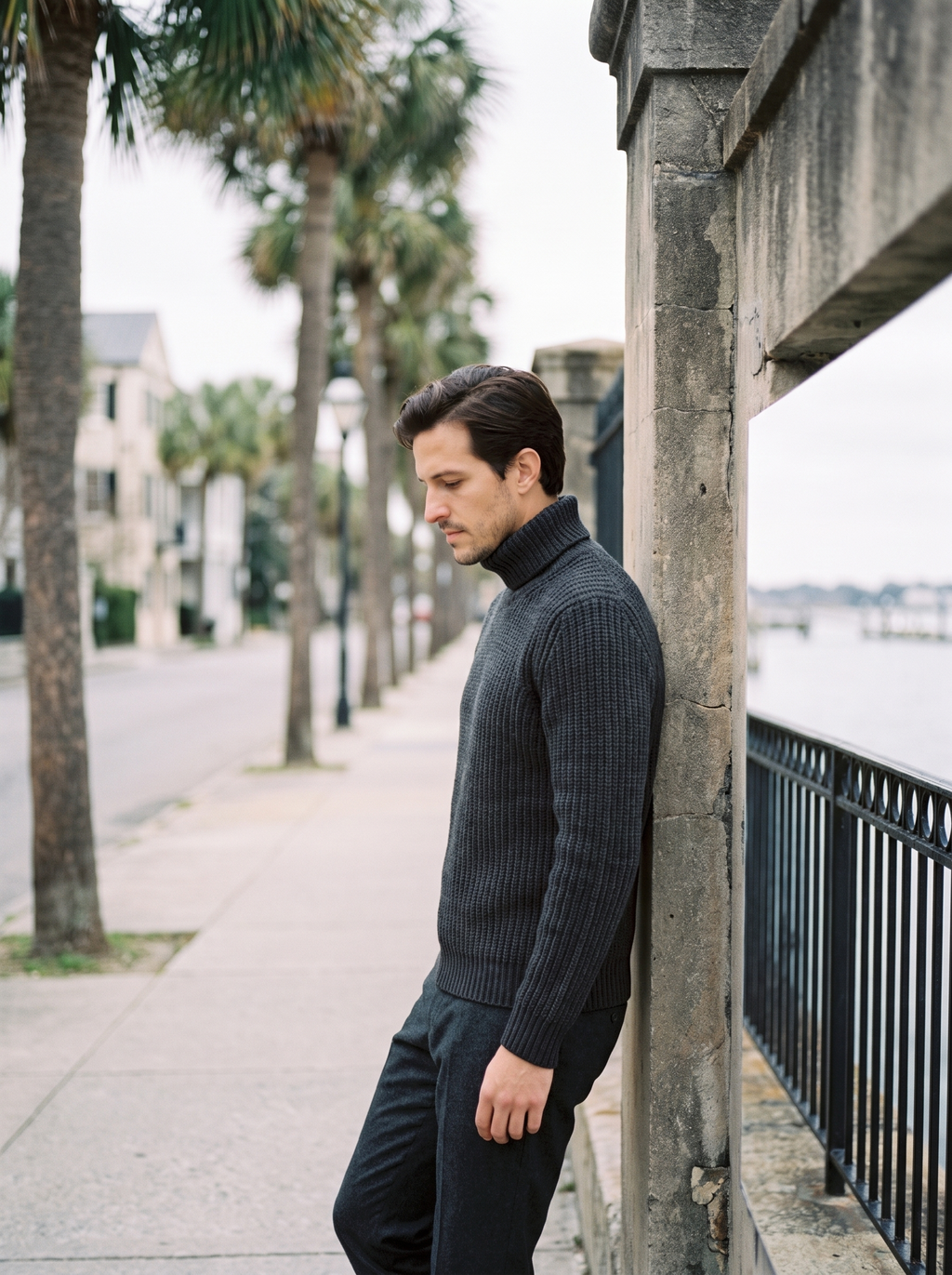 Gideon Roll-Neck Knit - charcoal