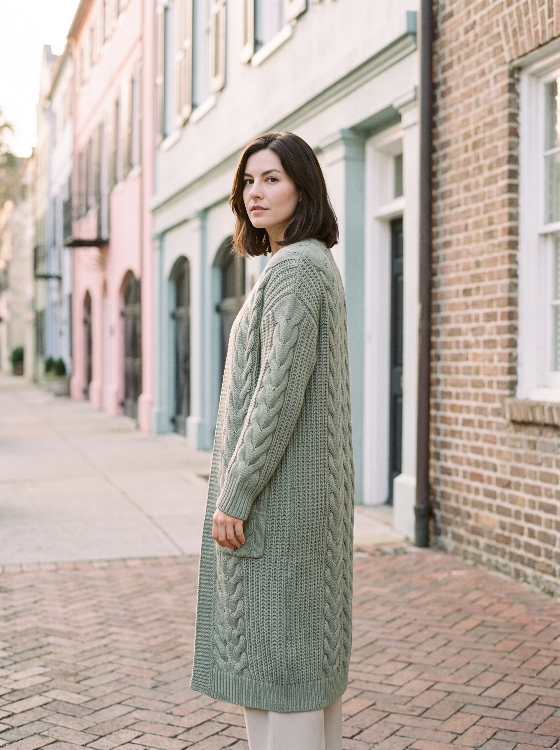 Iris Longline Cardigan - sage