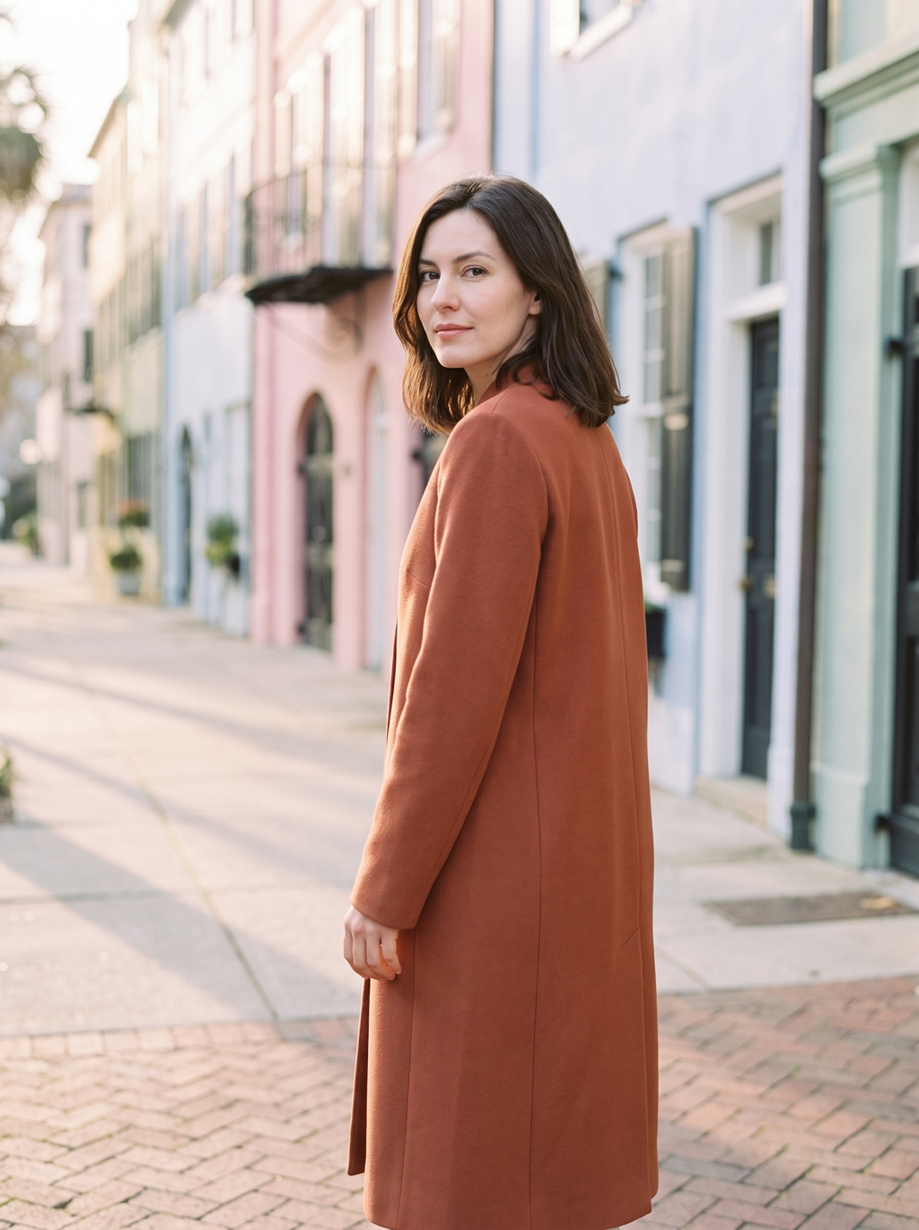 Colette Collarless Coat - rust