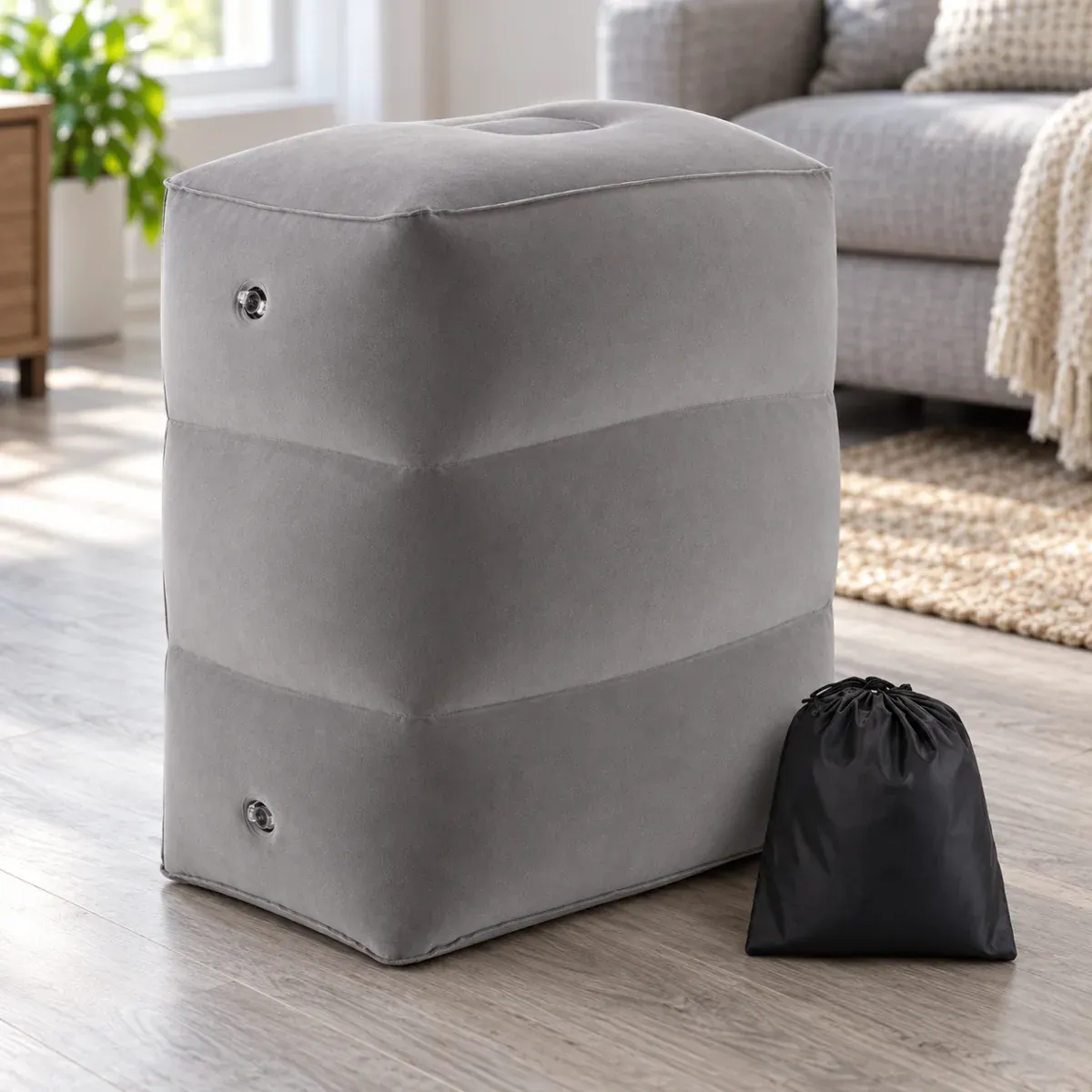 inflatable footrest gray — lead view. Props excluded.