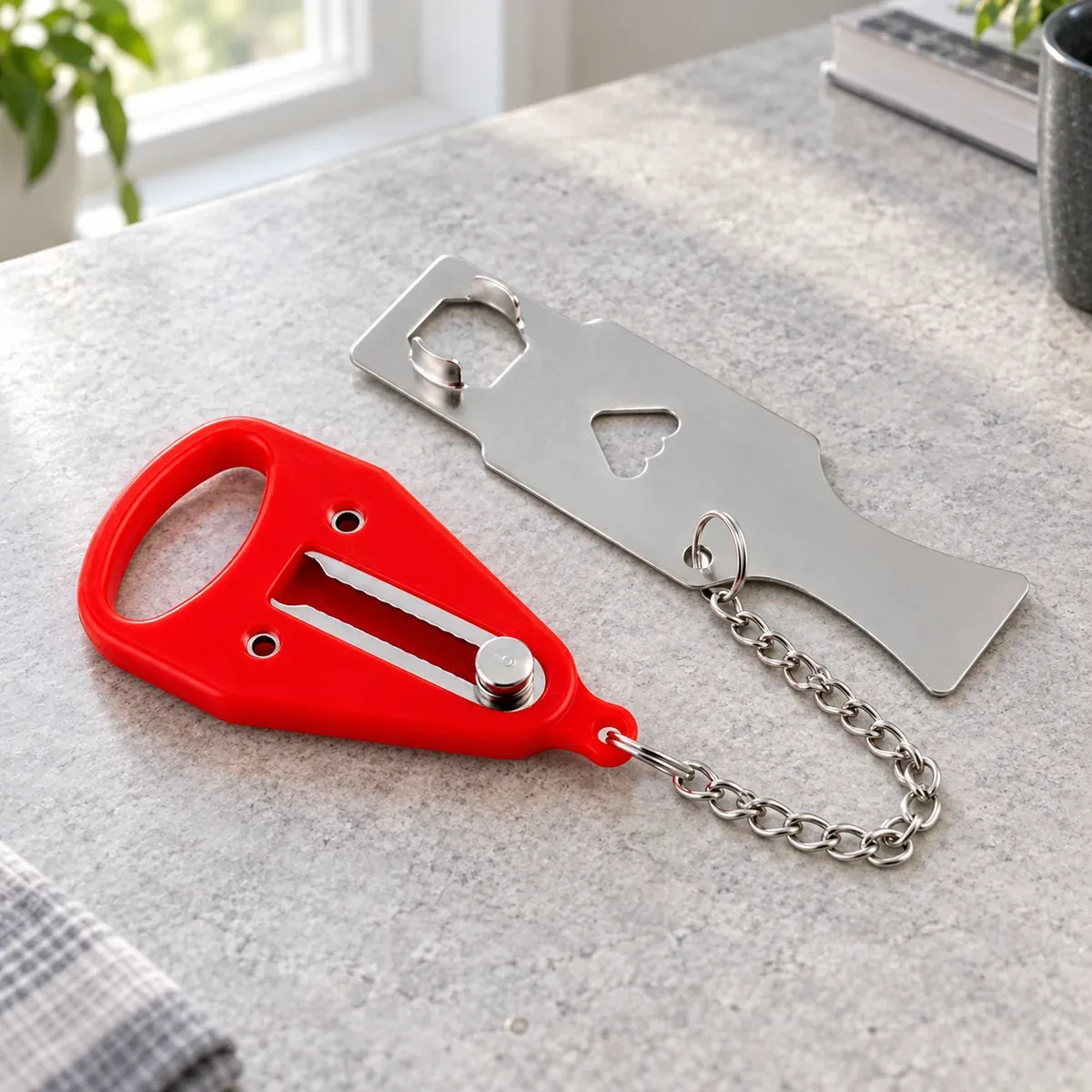 portable door latch — lead view. Props excluded.